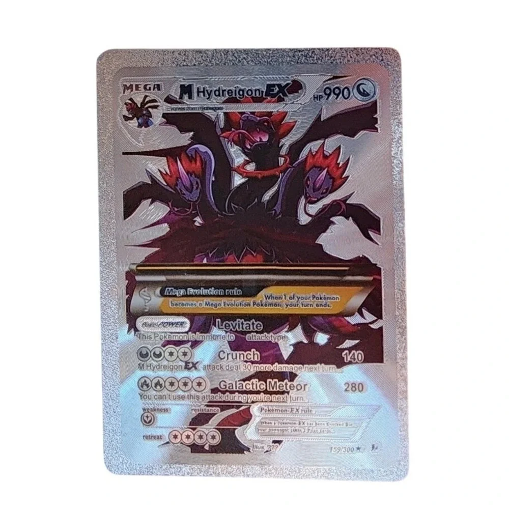 Pokemon Silver Metal M Hydreigon EX 159/300 Custom Fan Art Card Shiny Novelty
